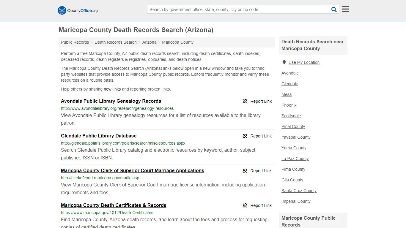 Death Records Search - Maricopa County, AZ (Death ...